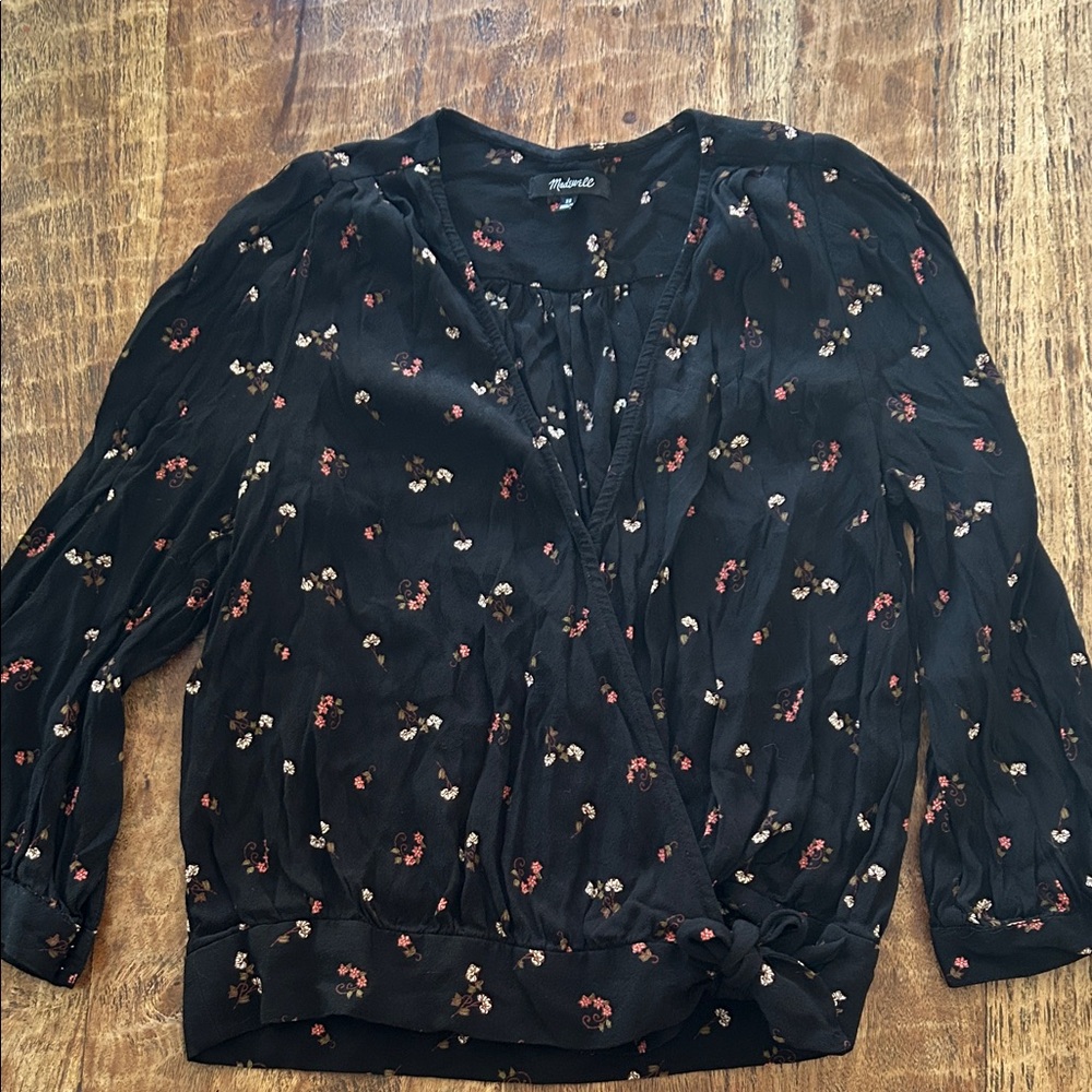 Madewell Black Floral Blouse